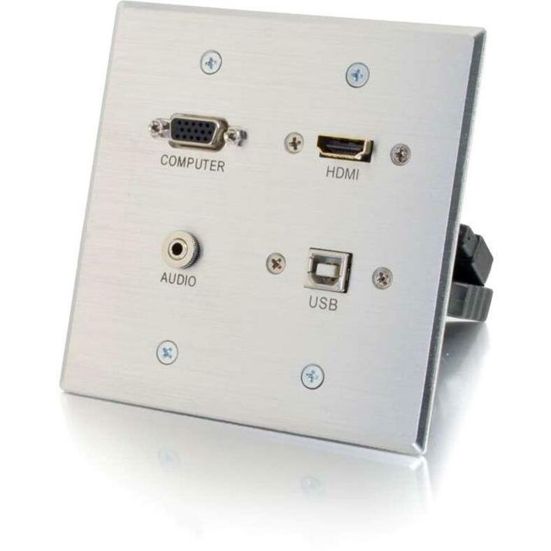 C2G HDMI, VGA, 3.5mm Audio and USB Pass Through Wall Plate - Double Gang