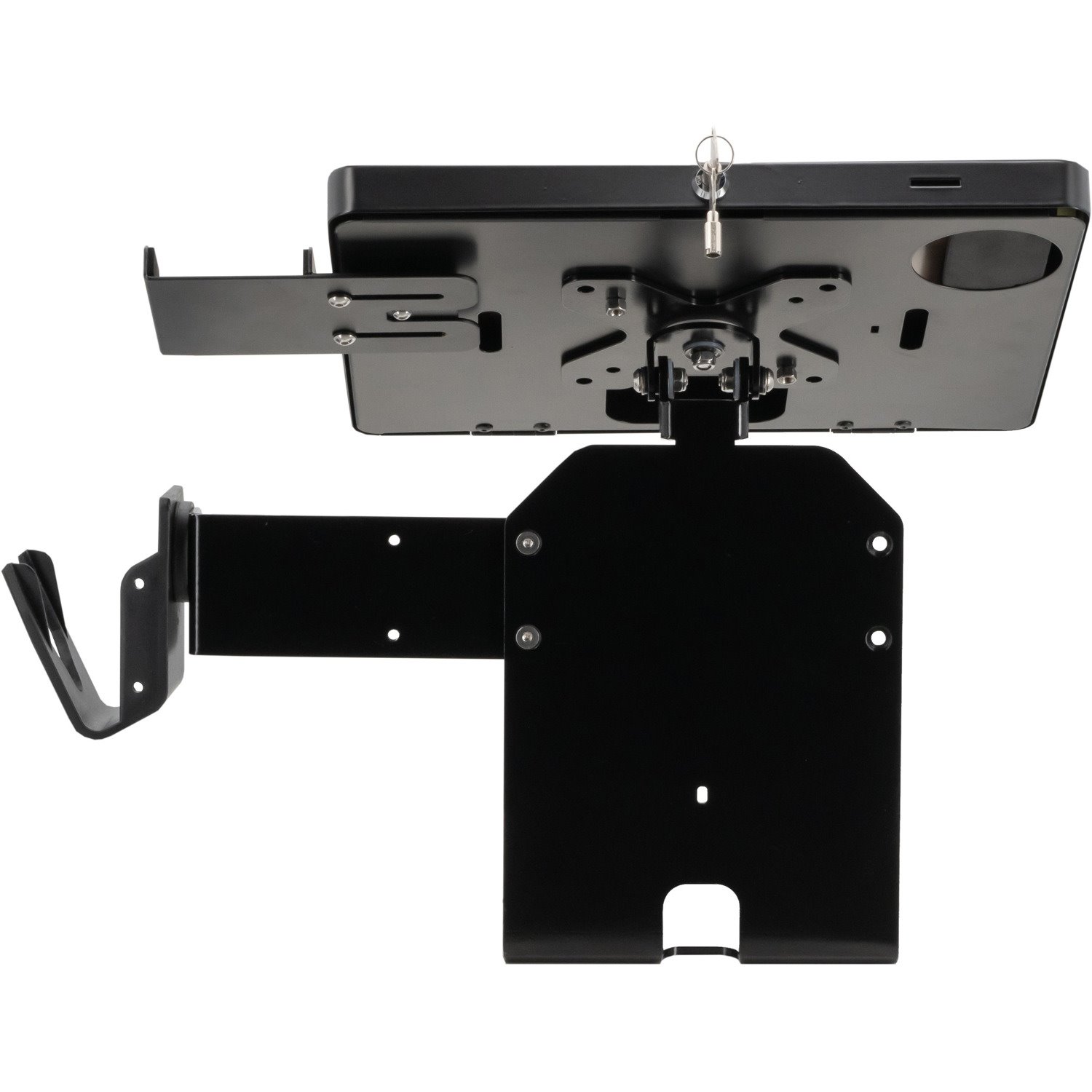 CTA Digital POS Station with Printer Stand, Magnetic Scanner, Card Reader Holder, and Black Universal Security Enclosure