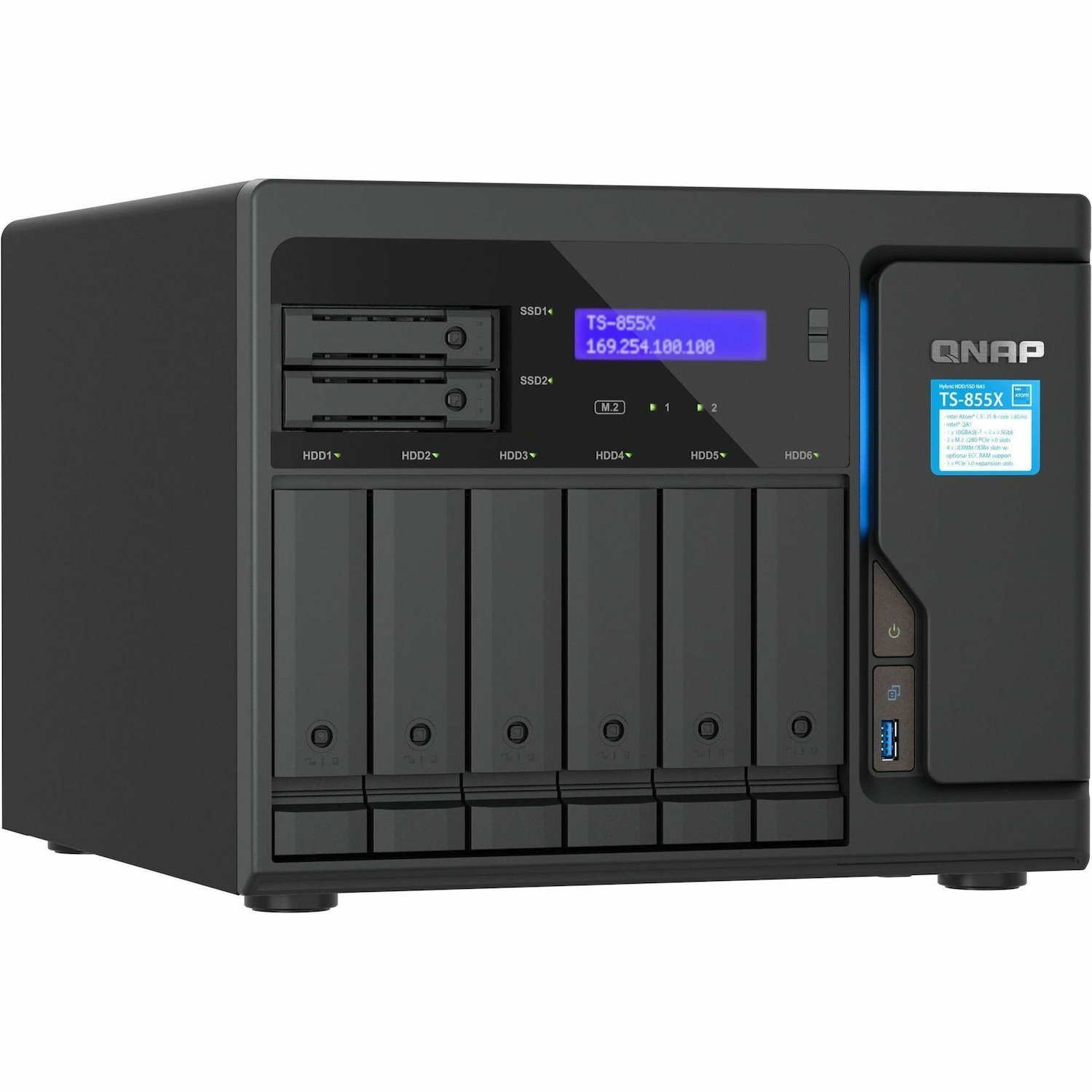 Qnap 6+2-Bay Nas(No Disk) Atom 8C 2.8GHz, 8GB, 2.5GbE(2),10GbE(1),PCIe(2),3YR WTY