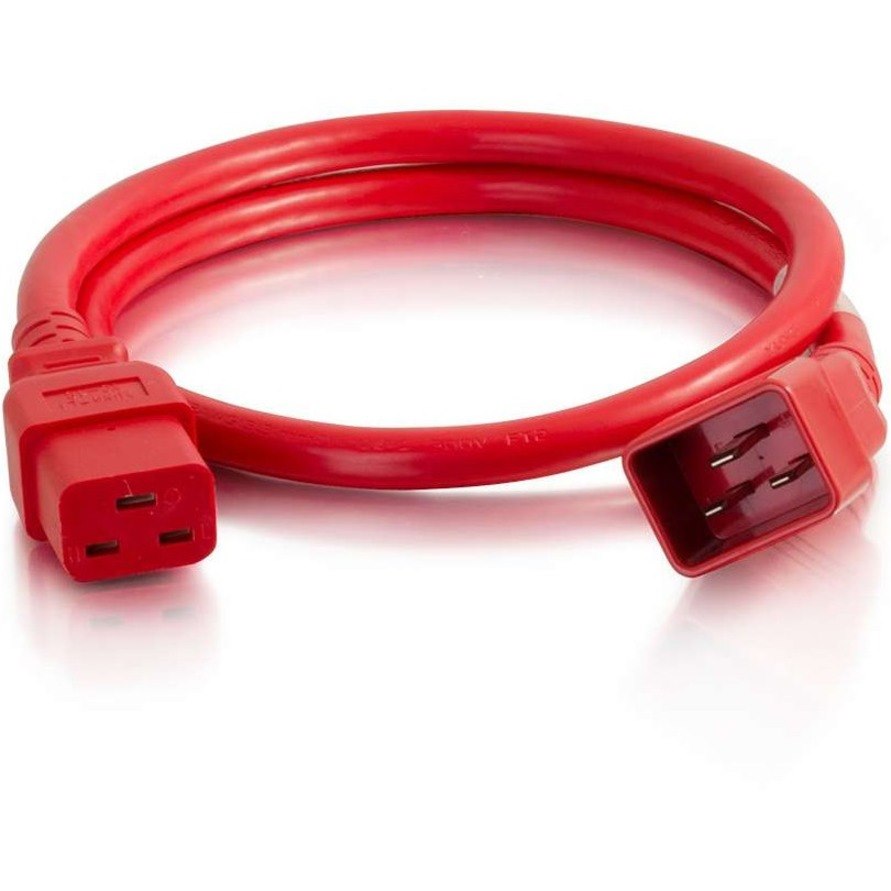 C2G 4ft 12AWG Power Cord (IEC320C20 to IEC320C19) -Red