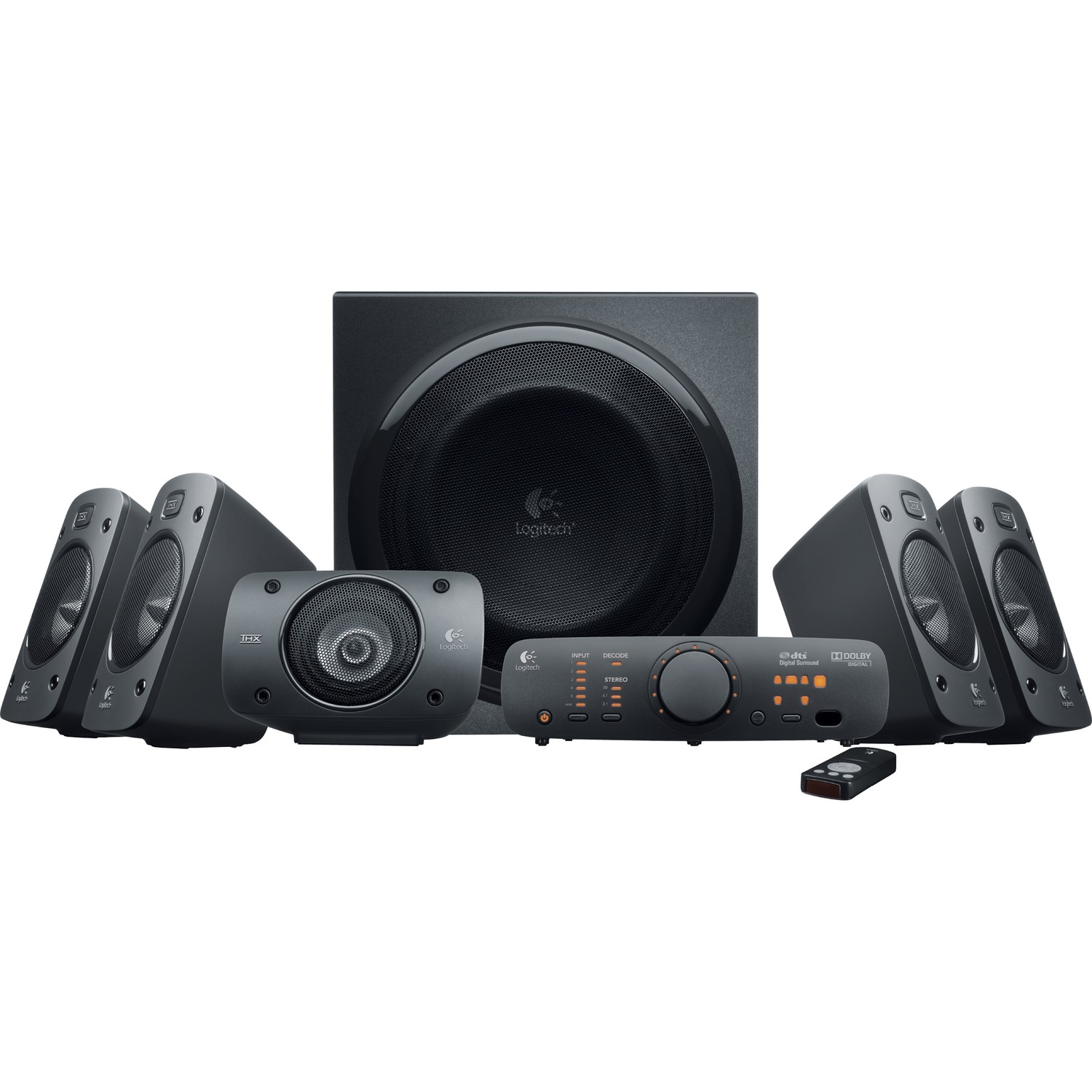LOGITECH Z906 5.1 SURROUND SOUND SPEAKERS,RMS(500W),OPTICAL(2),3.5MM(1), RCA(1),2YR WTY
