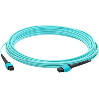AddOn 15m MPO/UPC to MPO/UPC Aqua OM4 OFNR (Riser-Rated) 12-Strand Fiber Patch Cable