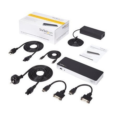 StarTech.com Dual Monitor USB C Docking Station w/ 60W Power Delivery - USB 3.1 Gen 1 Type C to HDMI or DVI - 5x USB - Windows Laptop Dock