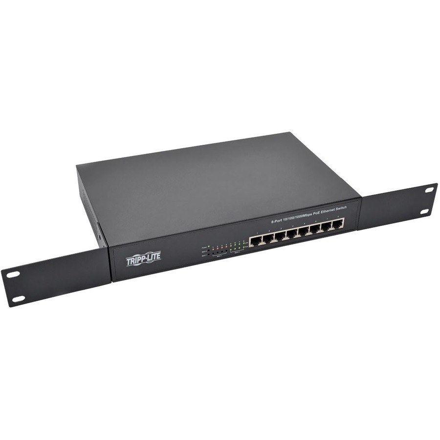 Tripp Lite by Eaton 8-Port 10/100/1000 Mbps 1U Rack-Mount/Desktop Gigabit Ethernet Unmanaged Switch with PoE+, 140W