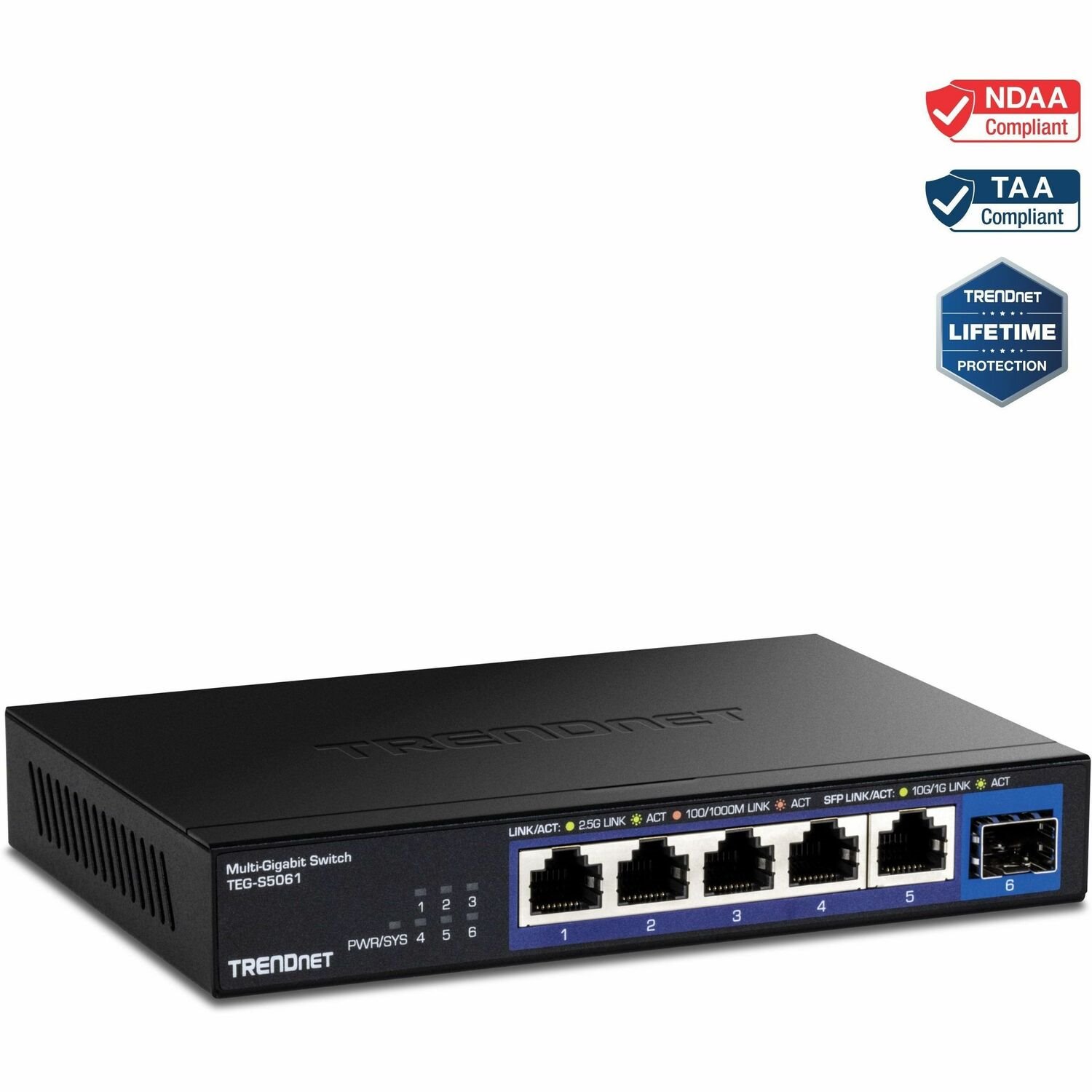 TRENDnet TEG-S5061 5 Ports Ethernet Switch - 2.5 Gigabit Ethernet, 10 Gigabit Ethernet - 2.5GBase-T, 10GBase-X - TAA Compliant