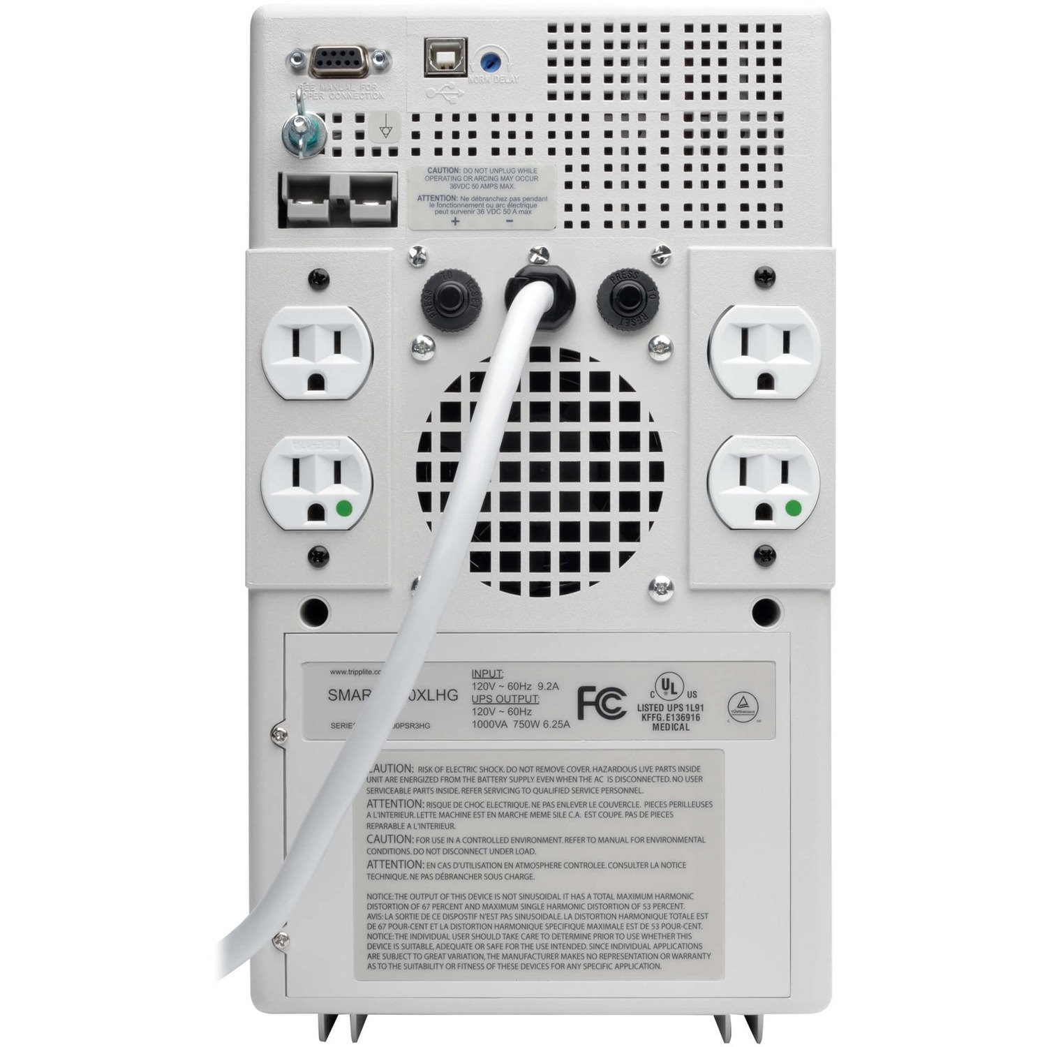 Eaton Tripp Lite Series SmartPro 120V 1kVA 750W Medical-Grade Line-Interactive Tower UPS, 4 Outlets, Full Isolation, Expandable Runtime