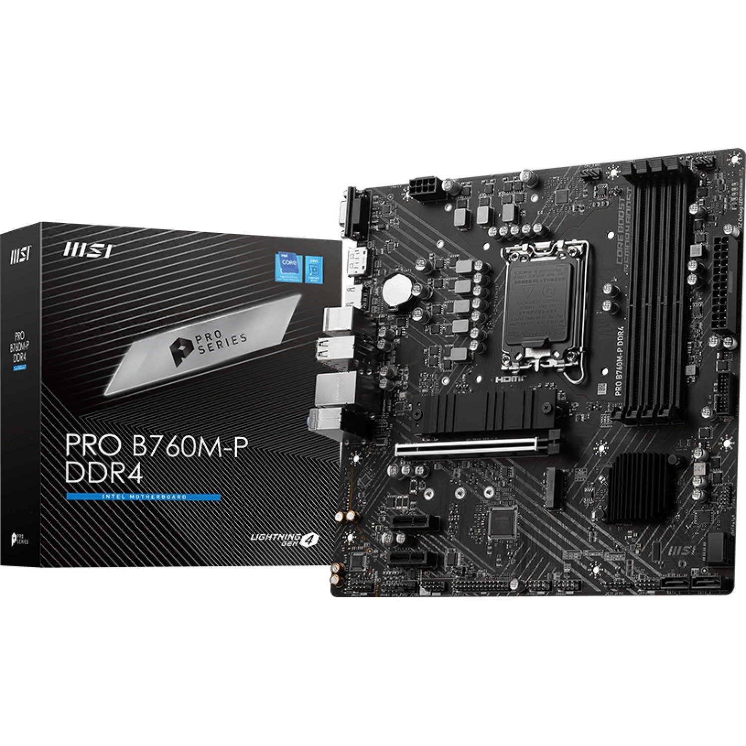 MSI Pro B760M-P DDR4 Gaming Desktop Motherboard - Intel B760 Chipset - Socket LGA-1700 - Micro ATX