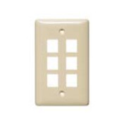 Hubbell Plate, Wall,Label-Less,1-G,6-Port,Ei