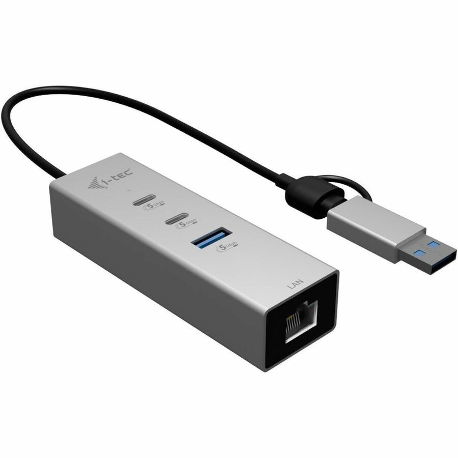 i-tec USB/Ethernet Combo Hub - USB Type A, USB Type C - 640 MB/s - Hard Drive, Keyboard, Notebook, Tablet, Desktop