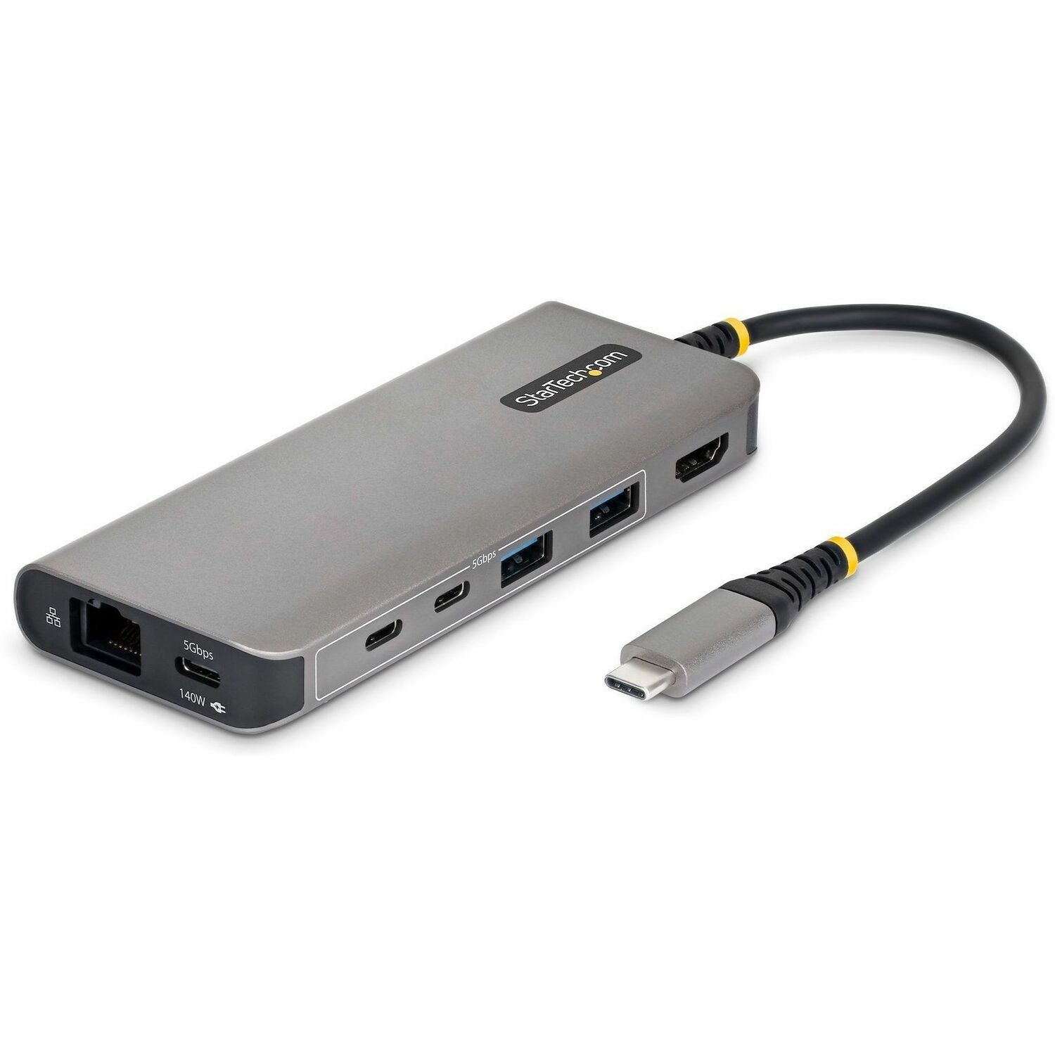 StarTech.com USB-C auf HDMI Multiport Adapter mit 140W PD Laden, 4K 60Hz, 5-Port USB 5Gbps Hub, GbE, Mini Dock
