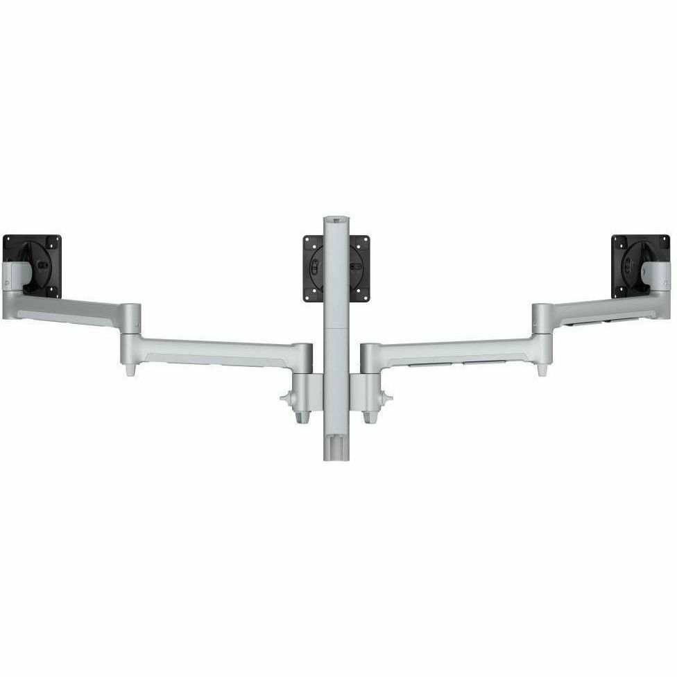 Atdec Awms-3-13714 Triple 5.11" And 27.95" Monitor Arms On 15.75" Post And Grommet Clamp Desk Fixing, Silver