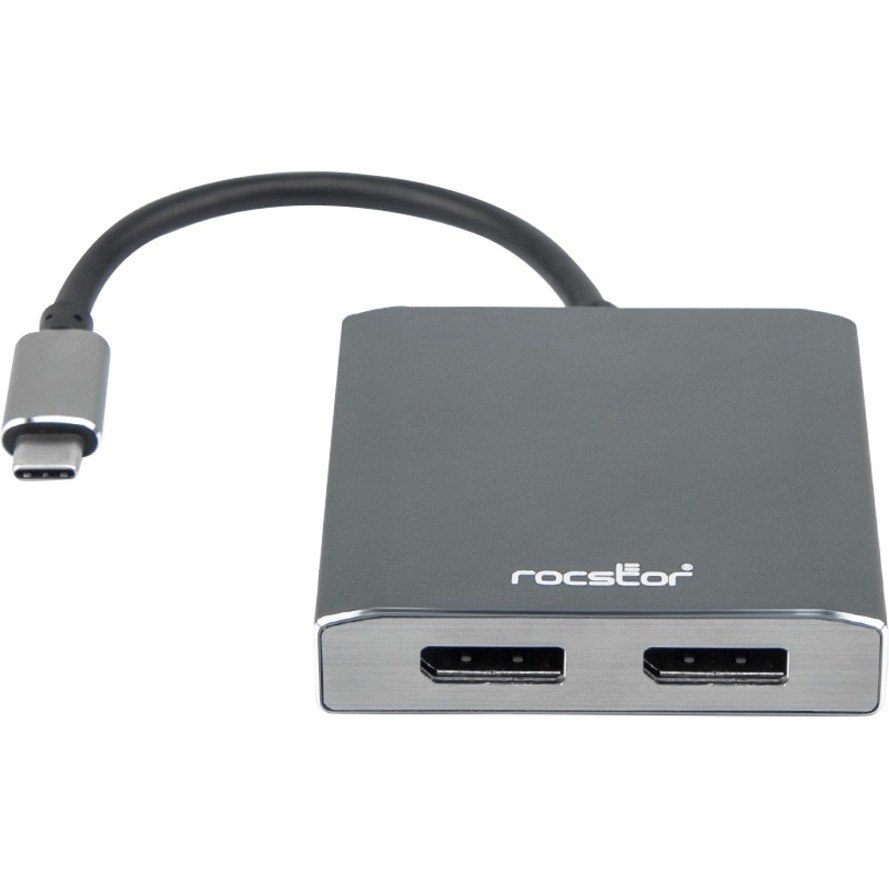 Rocstor Premium USB-C to Dual DisplayPort Multi Monitor Adapter - 4K 60Hz - USB Type- C 2-Port MST Hub - for Mac and Windows - 4Kx2K 60Hz Resolutions up to 3840x2160 @ 60Hz - for MacBook Pro, Notebook/Desktop PC - USB-C to 2x DP Splitter - ALUMINUM ADAPTER 4K@60Hz WINDOWS AND MAC