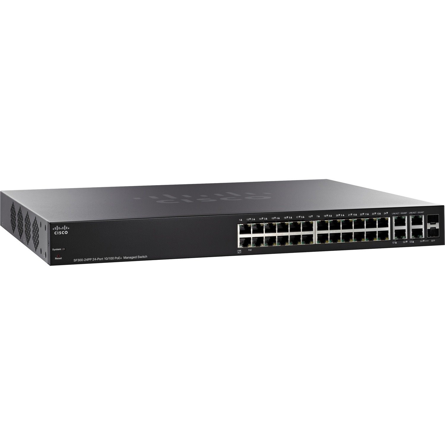 Cisco 300 SF300-24PP 24 Ports Manageable Layer 3 Switch - 10/100Base-TX, 10/100/1000Base-T - Refurbished