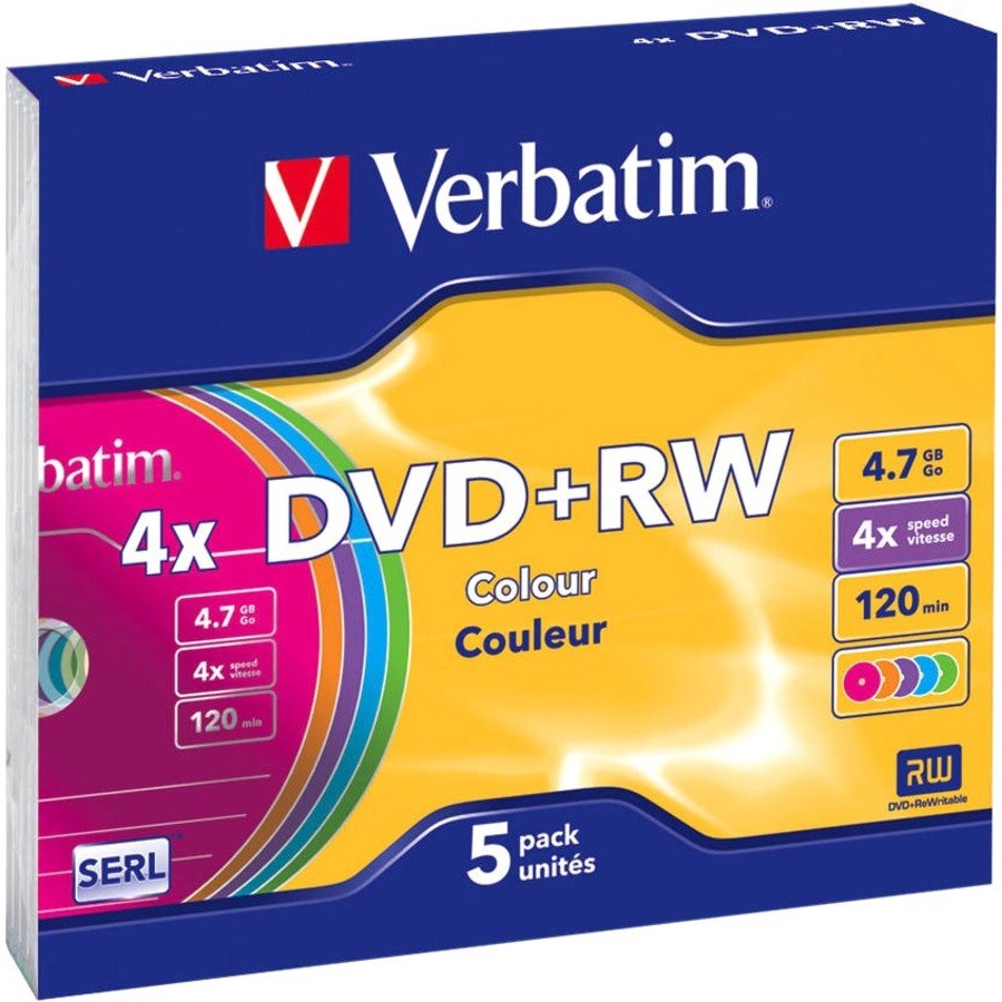 Verbatim 43297 DVD Rewritable Media - DVD+RW - 4x - 4.70 GB - 5