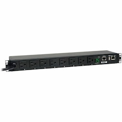Eaton 1.4kW Single-Phase Switched PDU, LX Interface, 120V Outlets (8 5-15R), NEMA 5-15P, 12 ft. (3.66 m) Cord, 1U Rack, TAA