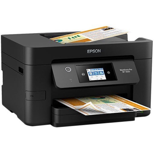 Epson WorkForce Pro WF-3820 Inkjet Multifunction Printer-Color-Copier/Fax/Scanner-4800x2400 dpi Print-Automatic Duplex Print-26000 Pages-250 sheets Input-1200 dpi Optical Scan-Color Fax-Wireless LAN-Epson Connect-Android Printing-Mopria