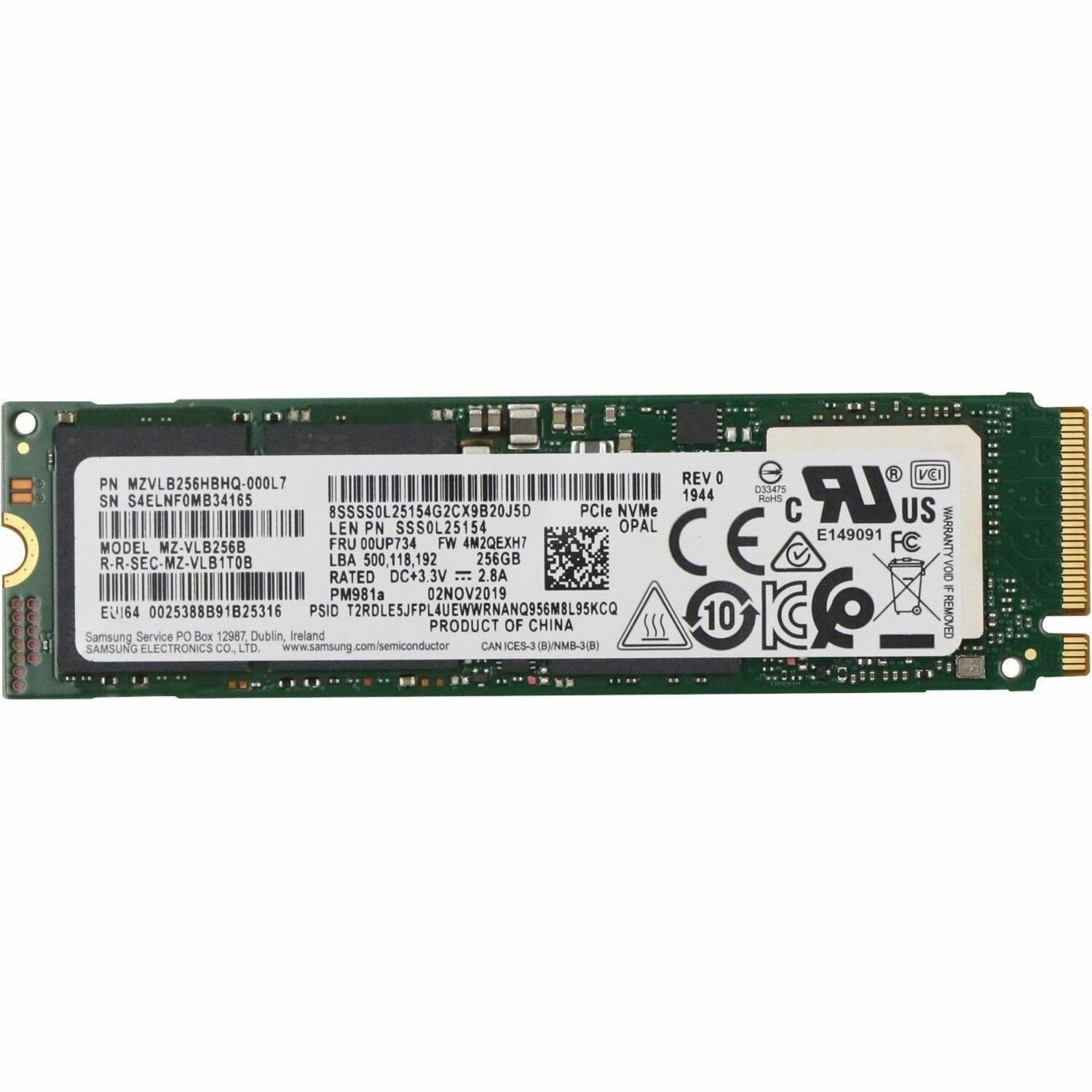 LENOVO DCG SOURCING 256 GB Solid State Drive - M.2 Internal - PCI Express (PCI Express 3.0 x4)