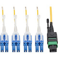 Eaton Tripp Lite Series MTP/MPO (APC) to 4xLC (UPC) Singlemode Breakout Patch Cable, 40/100 GbE, QSFP+ 40GBASE-PLR4, Plenum, Yellow, 1 m (3.3 ft.)