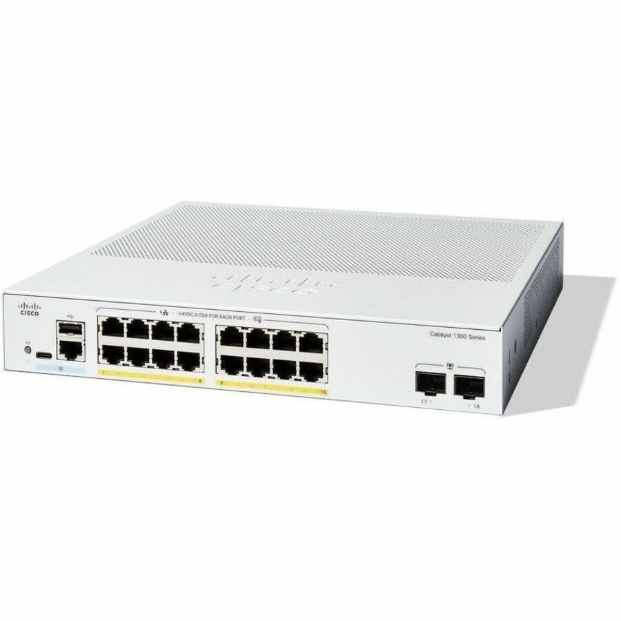 Cisco Catalyst 1300 C1300-16P-2G 16 Ports Manageable Ethernet Switch - Gigabit Ethernet - 1000Base-X, 10/100/1000Base-T