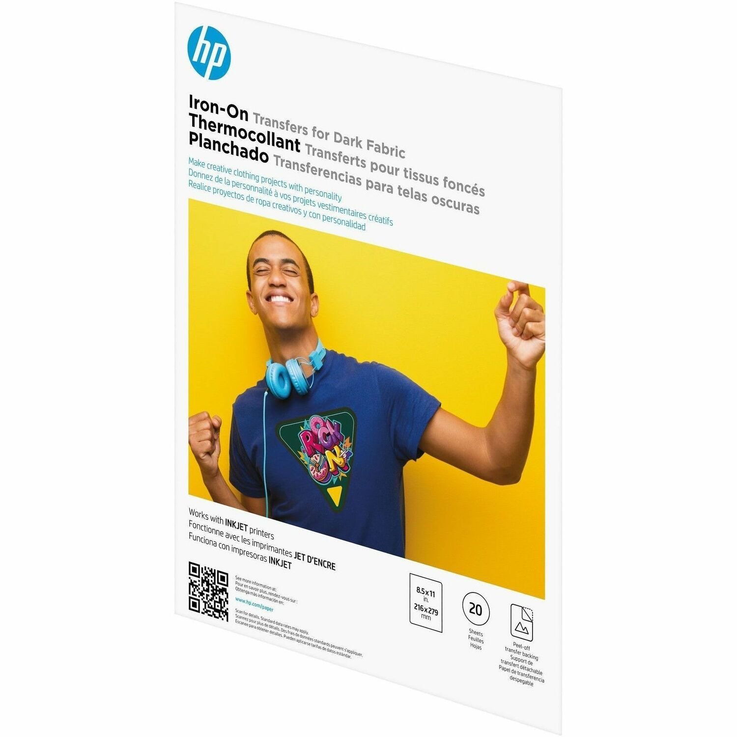 HP Iron-On Transfers for Dark Fabric 8.5 x 11 in. (216 x 279 mm) 20 sheets