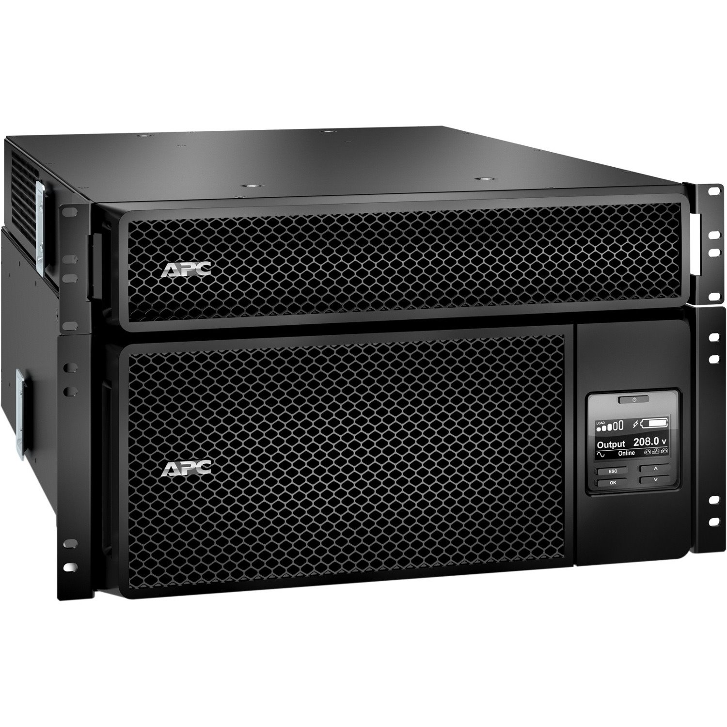 APC Smart-UPS On-Line, 6kVA/6kW, Rackmount 6U, 208V, 12x 5-20R+2x L6-20R+2x L6-30R NEMA, Network Card+SmartSlot, W/ transformer 208V-120V, W/ rail kit