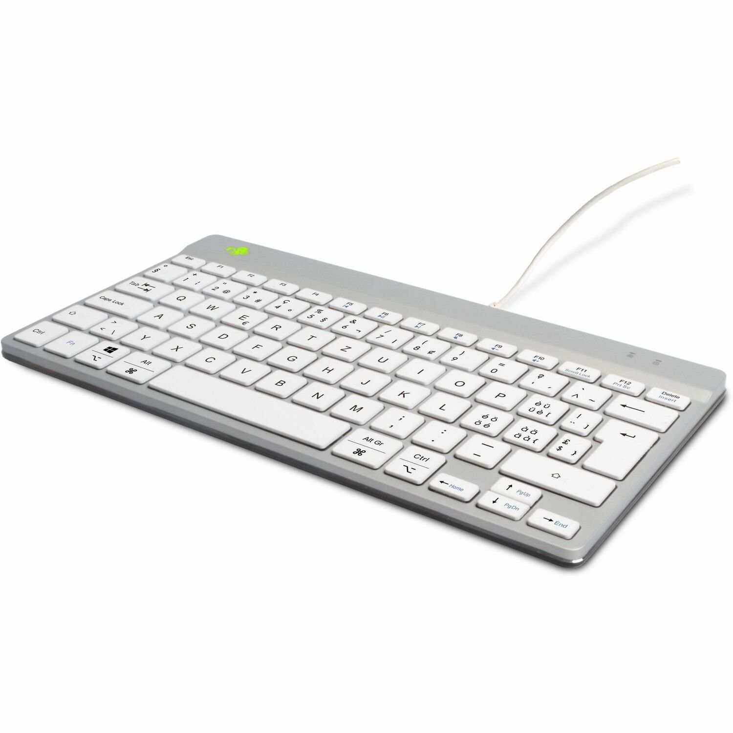 R-Go Compact Break Keyboard - Cable Connectivity - USB Type C Interface - LED - Swiss - QWERTZ Layout - White