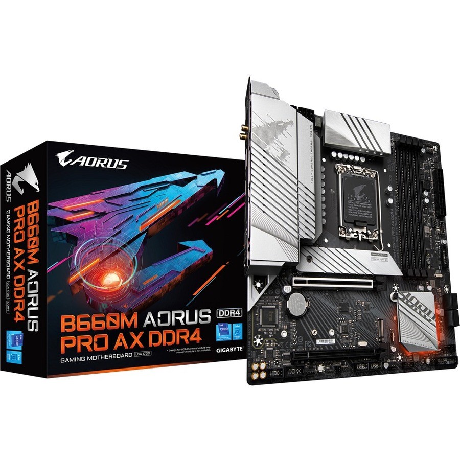 GIGABYTE Ultra Durable B660M AORUS PRO AX DDR4 Gaming Desktop Motherboard - Intel B660 Chipset - Socket LGA-1700 - Intel Optane Memory Ready - Micro ATX
