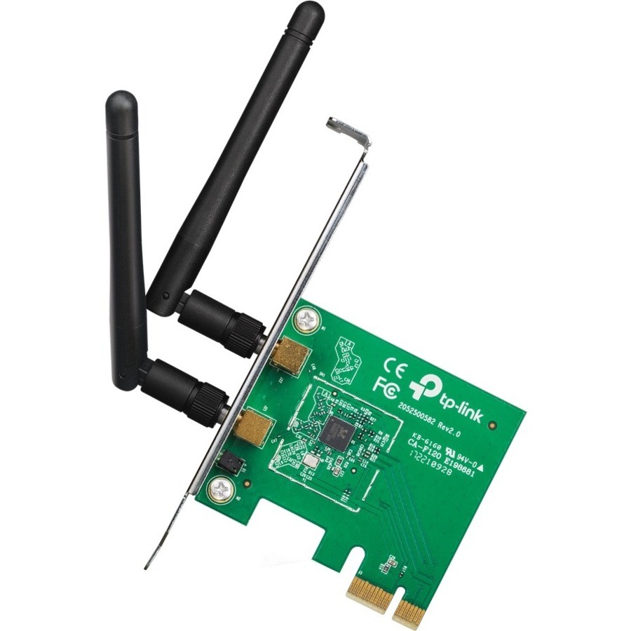 TP-Link300Mbps Wireless N PCI Express Adapter, Qualcomm, 2.4GHz, 802.11b/g/n, 2 detachable antennas