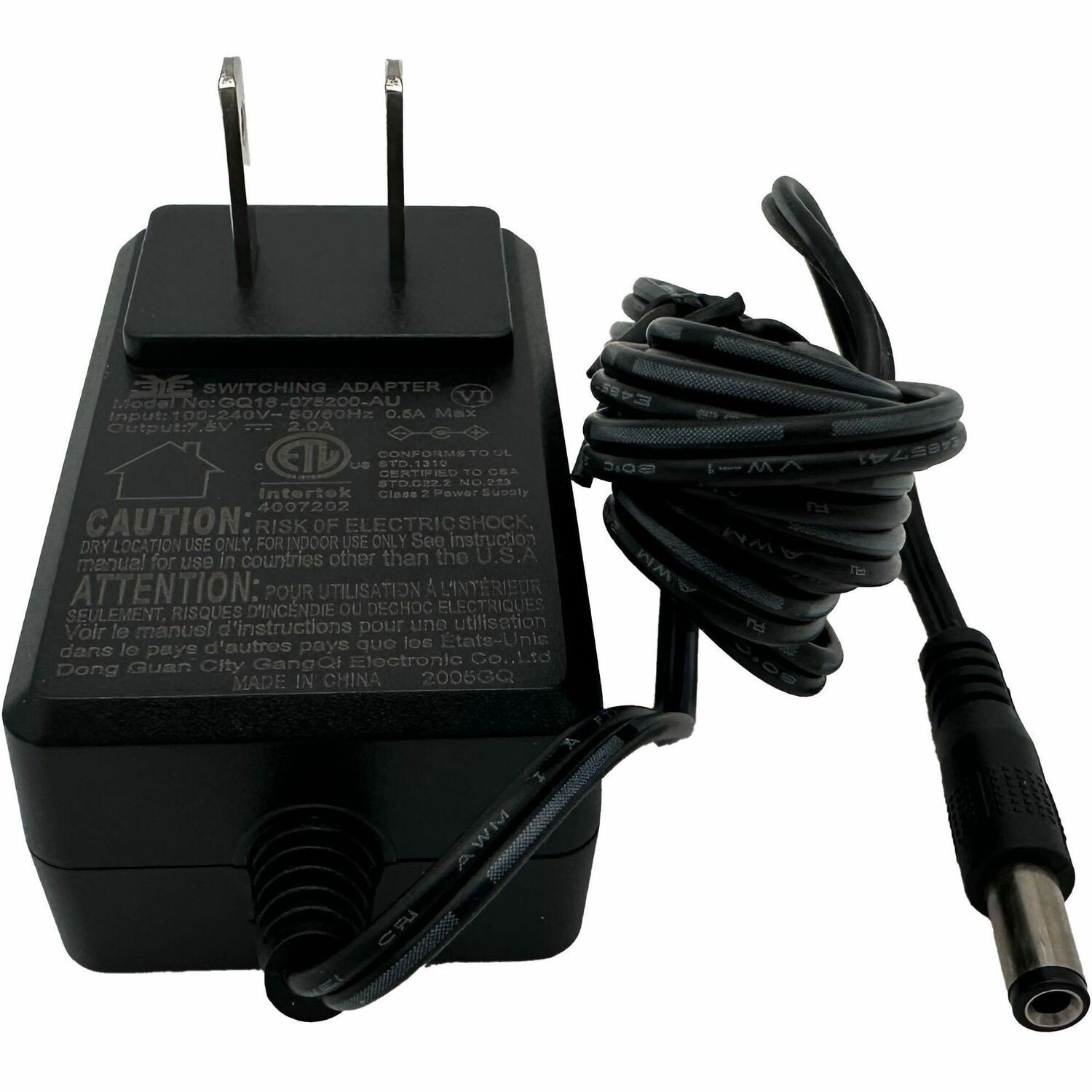 Logic Controls Power adapter 110-220VAC to 7.5VDC 2.0A ROHS for LDX9000 Series