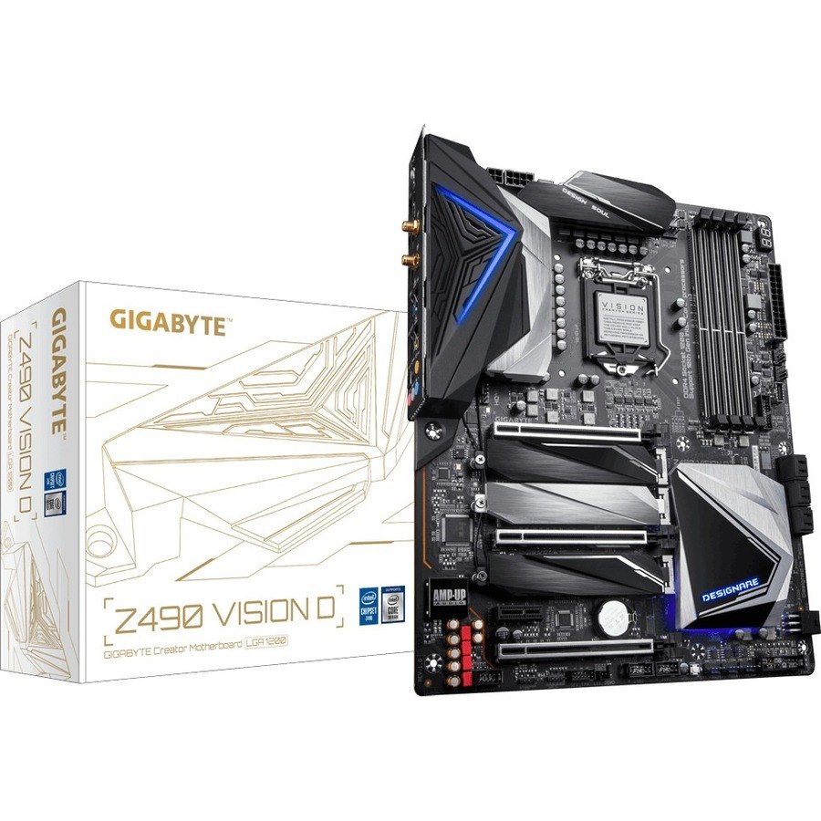 GIGABYTE Ultra Durable Z490 VISION D Desktop Motherboard - Intel Z490 Chipset - Socket LGA-1200 - Intel Optane Memory Ready - ATX