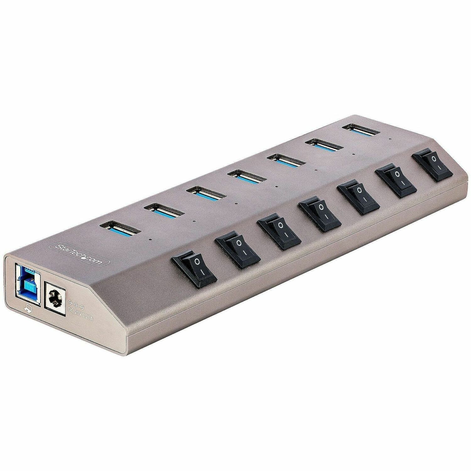 7-Port USB 3.0 Hub Mit Netzteil Und Individuellen Ein/Aus Schaltern, USB-C/A 3.1 Auf 7x USB-A, 5Gbit/s USB Splitter/Verteiler
