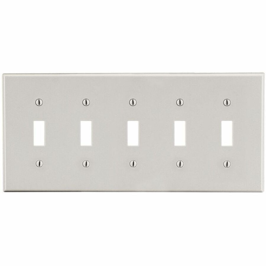 Bryant Wallplate, 5-Gang, 5) Toggle, Light Almond
