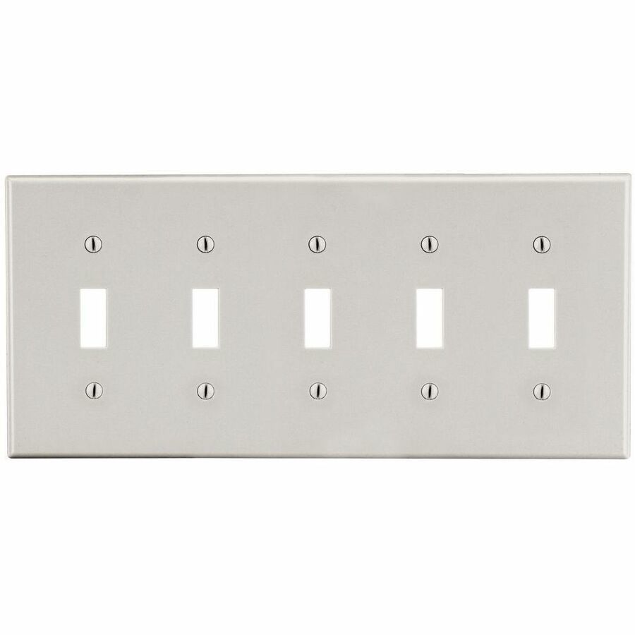 Bryant Wallplate, 5-Gang, 5) Toggle, Light Almond