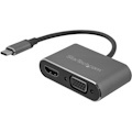 StarTech.com USB C to VGA and HDMI Adapter - Aluminum - USB-C Multiport Adapter - 6 in / 15.24 cm Built-In Cable