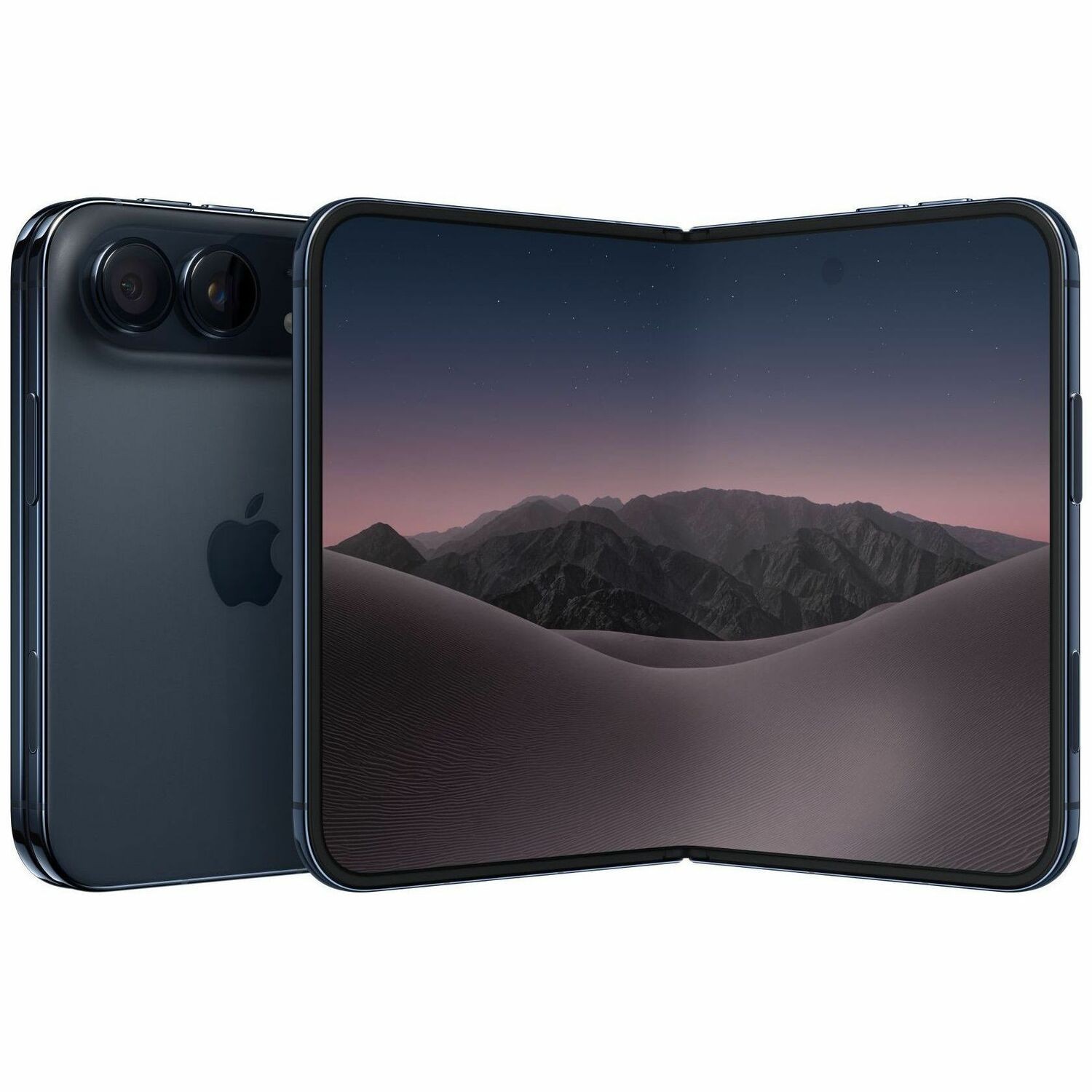 Apple iPhone Duo 2 TB Smartphone - 7.6" Flexible Folding Screen ProMotion Technology HDR10 1878 x 2670 - Hexa-core (A20 ProDual-core (2 Core)A20 Pro Quad-core (4 Core) - 12 GB RAM - iOS 27 - 5G - Night Sky