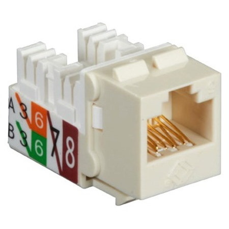 Black Box 25-PK Office White Unshielded CAT6 Keystone Jack, 110 Punchdown