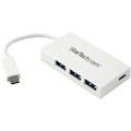StarTech.com 4-Port USB-C Hub - USB-C to 1x USB-C and 3x USB-A - USB 3.0 Hub - White