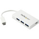 StarTech.com 4-Port USB-C Hub - USB-C to 1x USB-C and 3x USB-A - USB 3.0 Hub - White