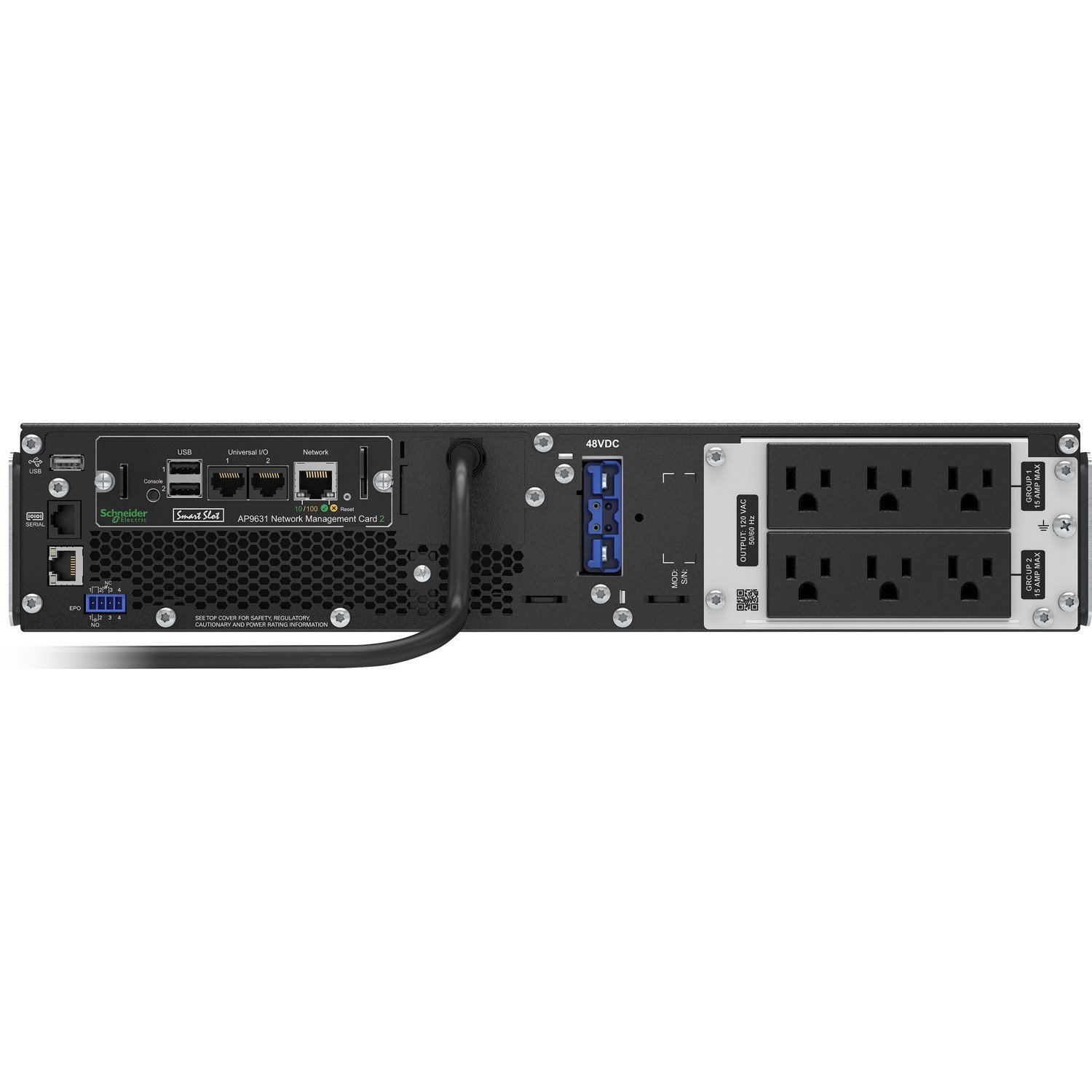 APC Smart-UPS On-Line, 1500VA, Rackmount 2U, 120V, 6x 5-15R NEMA outlets, Network Card, Extended runtime, W/ rail kit