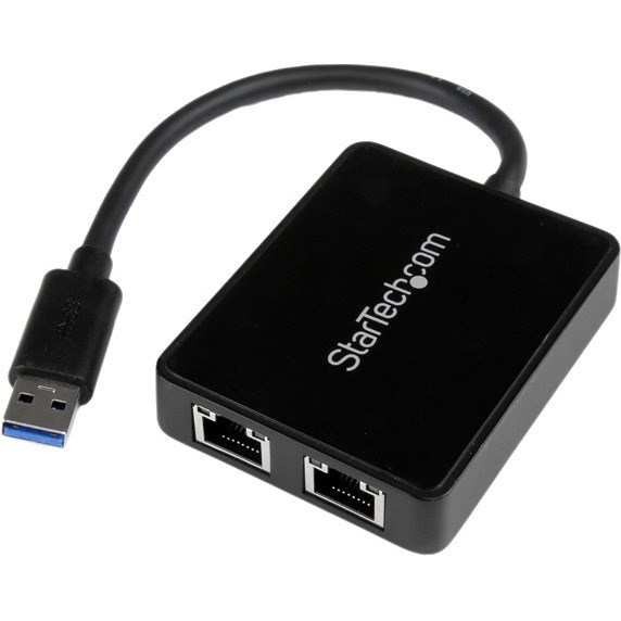 StarTech.com USB 3.0 to Dual Port Gigabit Ethernet Adapter NIC w/ USB Port