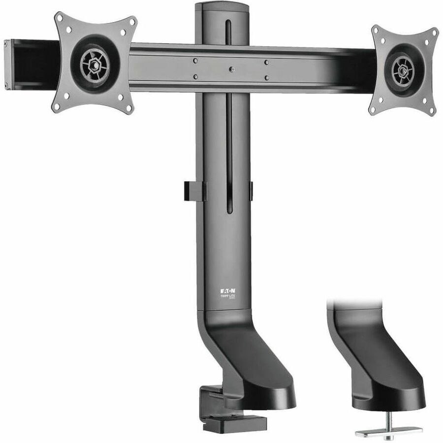 Eaton Tripp Lite Series Dual-Display Monitor Arm with Desk Clamp and Grommet - Height Adjustable, 17" to 27" Monitors