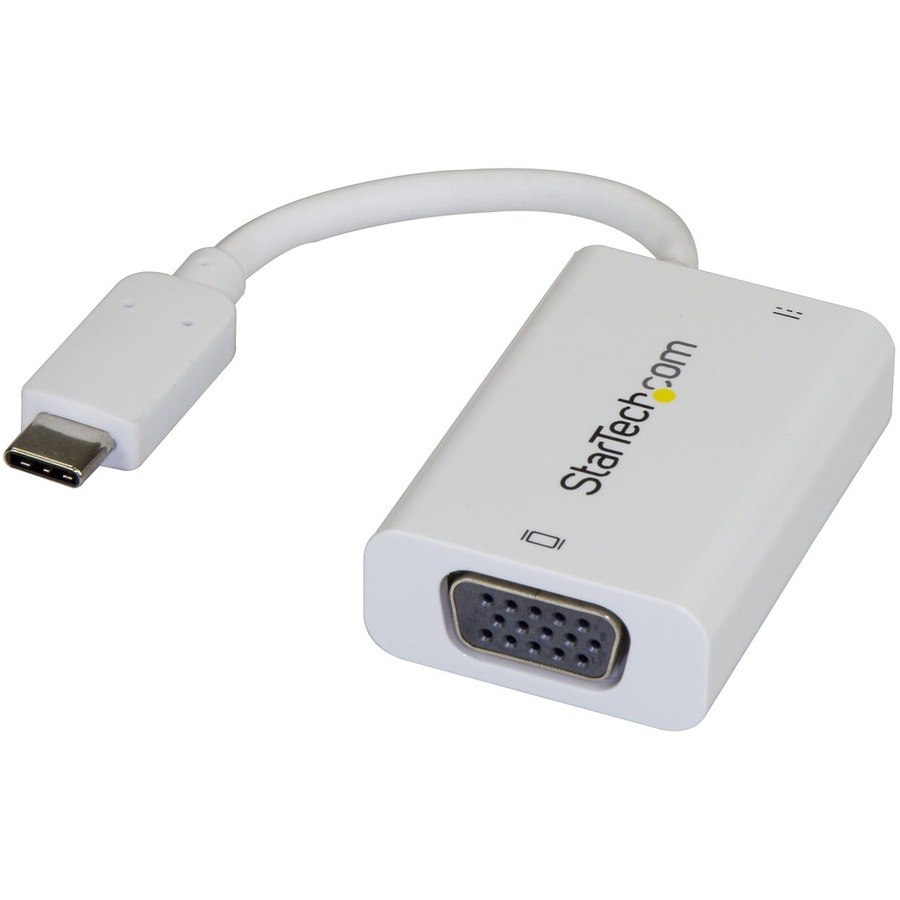 StarTech.com USB C to VGA Adapter with 60W Power Delivery Pass-Through - 1080p USB Type-C to VGA Video Converter w/ Charging - White