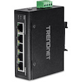 TRENDnet 5-Port Industrial Fast Ethernet DIN-Rail Switch, TI-E50, 5 x Fast Ethernet Ports, IP50 Rated, Extreme Temperature Operating Range, 1Gbps Switching Capacity, Lifetime Protection
