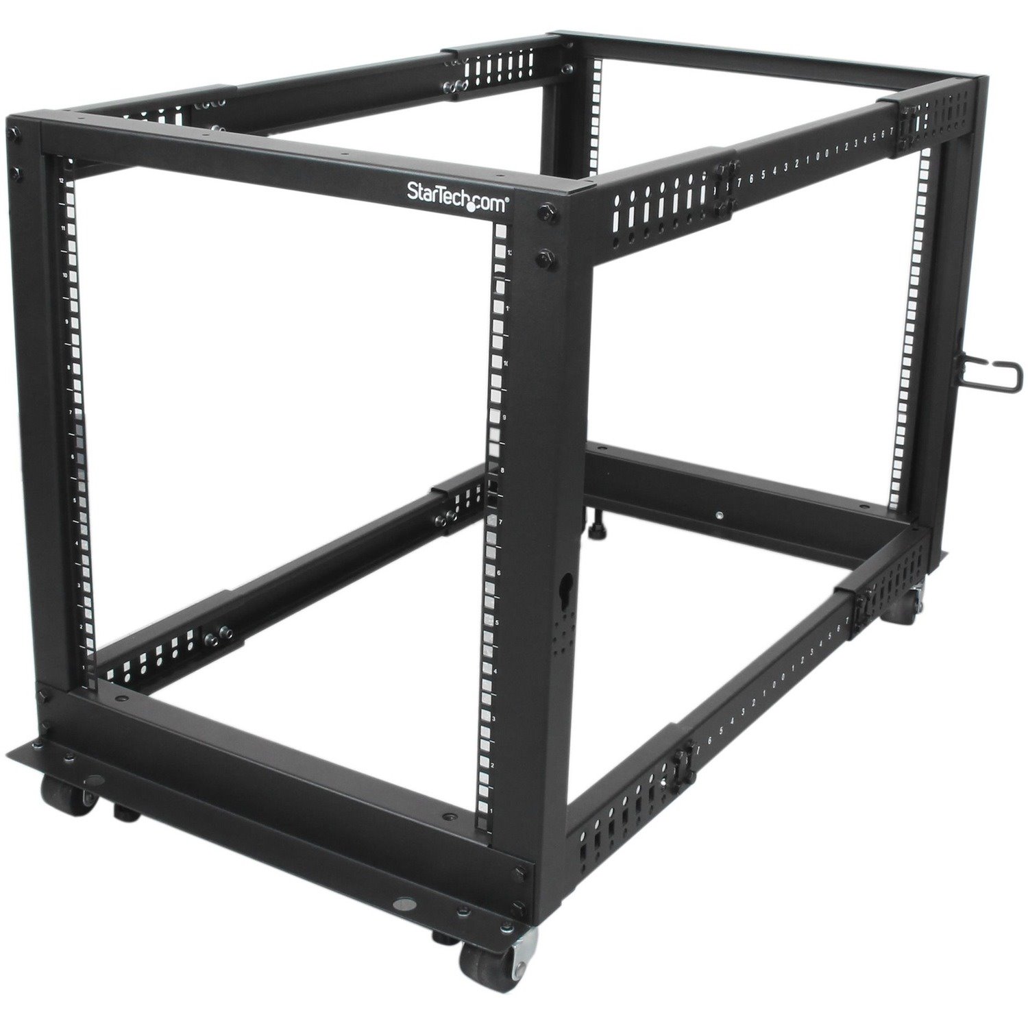 StarTech.com 4-Post 12U Mobile Open Frame Server Rack, 19" Network Rack with Casters, Rolling Rack for Computer/AV/Data/IT Equipment