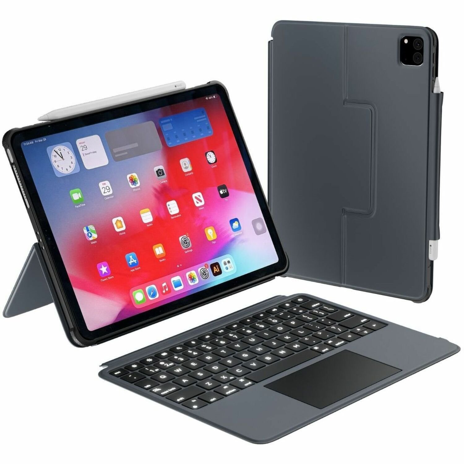 Macally Keyboard/Cover Case for 10.9" to 11" Apple iPad Air (4th Generation), iPad Pro (2nd Generation), iPad Pro (3rd Generation), iPad Pro (4th Generation), iPad Pro (2018), iPad Air (5th Generation), iPad Air (6th Generation) Tablet