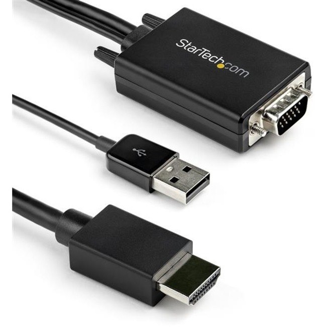 StarTech.com 10ft VGA to HDMI Converter Cable with USB Audio Support - 1080p Analog to Digital Video Adapter Cable - Male VGA to Male HDMI