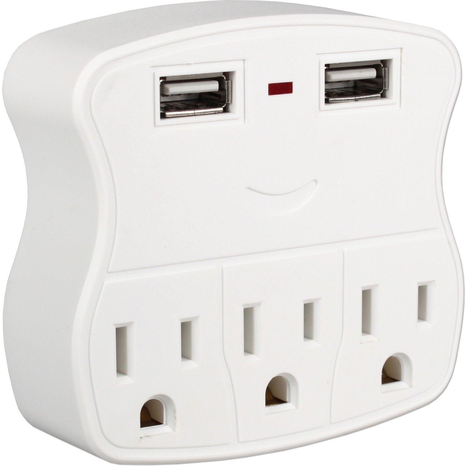 QVS 3-Outlets Wallmount Power Strip with Dual-USB 2.1Amp Charging Ports