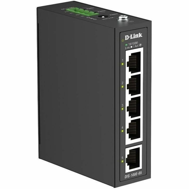 D-LINK 5P INDUSTRIAL SWITCH WITH 5 10/100BASE-T PORTS, DIN RAIL MOUNTABLE