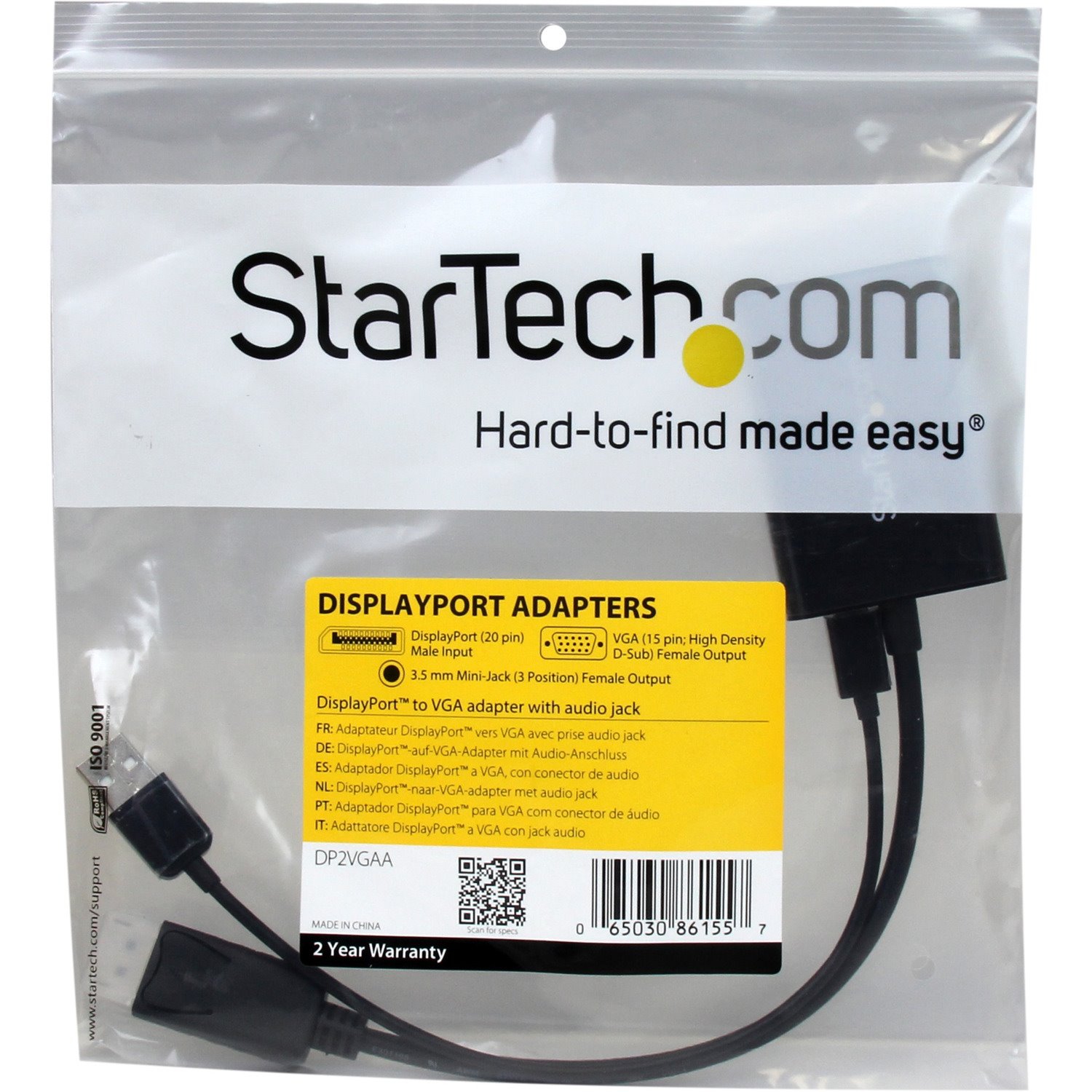 StarTech.com DisplayPort to VGA Adapter with Audio - DP to VGA Converter - 1920x1200