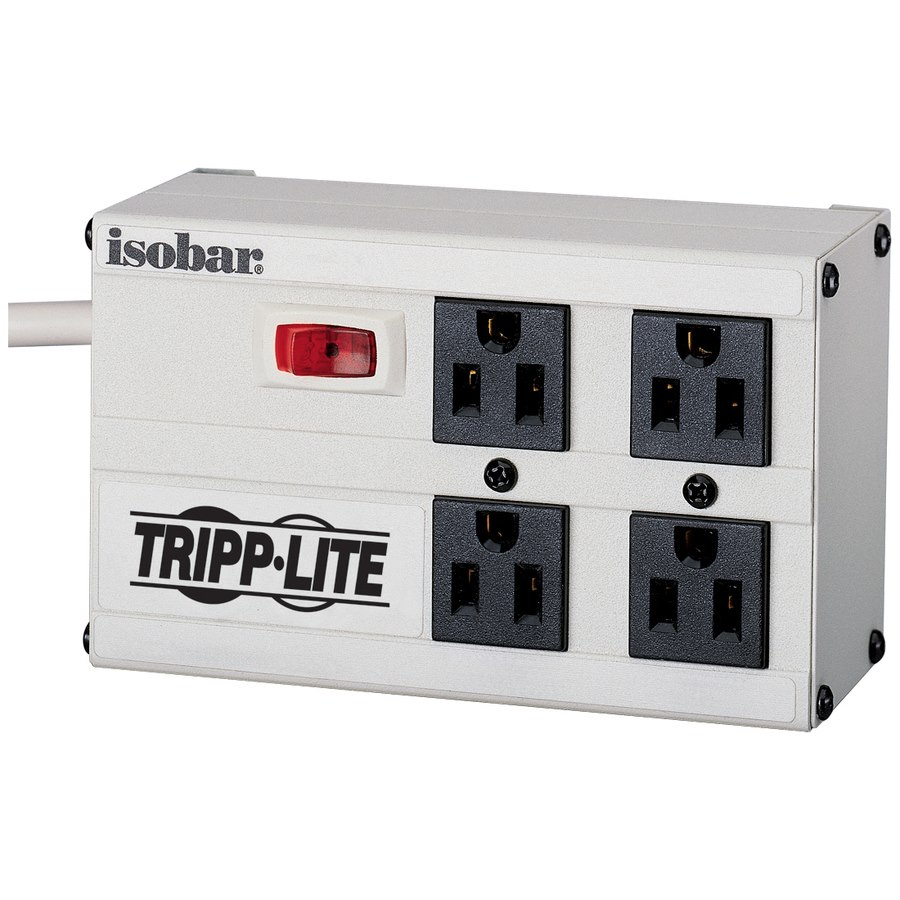 Eaton Tripp Lite Series Isobar 4-Outlet Surge Protector, 6 ft. Cord with Right-Angle Plug, 3330 Joules, Metal Housing